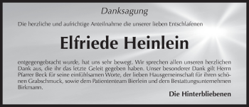 Traueranzeige von Elfriede Heinlein von Pegnitz-Zeitung